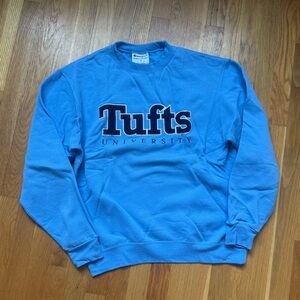 Champion Tufts University Blue Crewneck College Sweatshirt Appliqué Letters